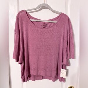 We The Free Penny Oversized Raw Edge Burnout Tee Dahlia Purple Small